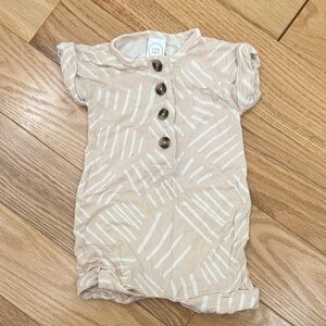 Beige and White Buttoned Baby Romper